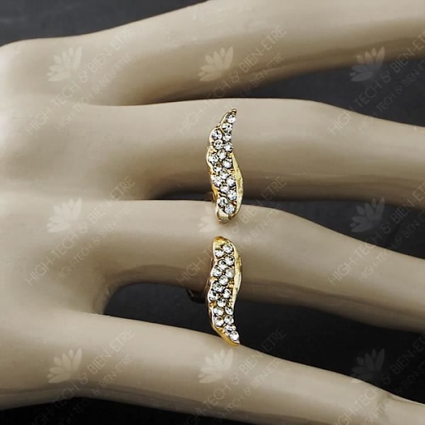 HTBE® Stil europæisk og amerikansk, modeshow, eksquisite diamantvinger, fuld ring, åben mode smykker, justerbar indeksring Gul M