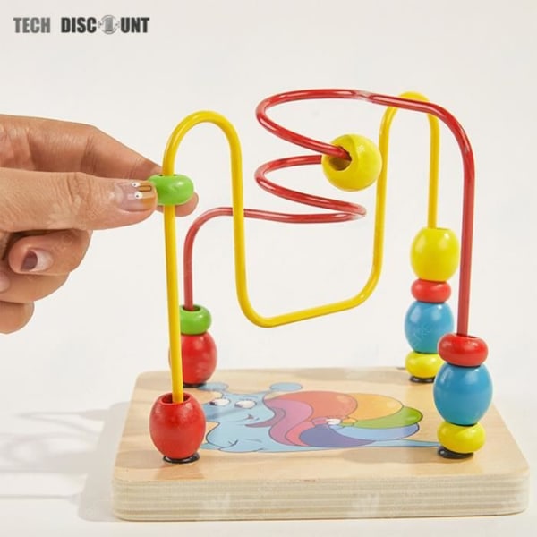 HTBE® Multifunktionell träklocka pärllåda 1-6 år gammal fyrsidig pärllåda för barn för tidig utbildning