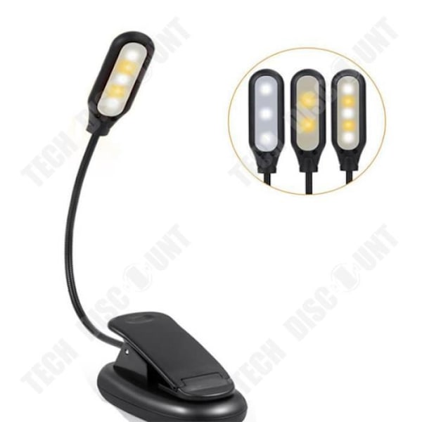 TD® Læselampe til Bøger, 4 LED [Kold og Varm Hvid Lys], 3 Lysstyrkeniveauer, Fleksibel Arm, Natlampe