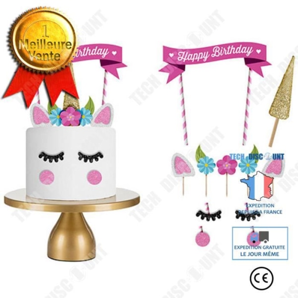 TD® Unicorn Cake Topper Birthday Girl Rainbow Handgjorda tillbehör Återanvändbar ballongfest Happy Birth Banner