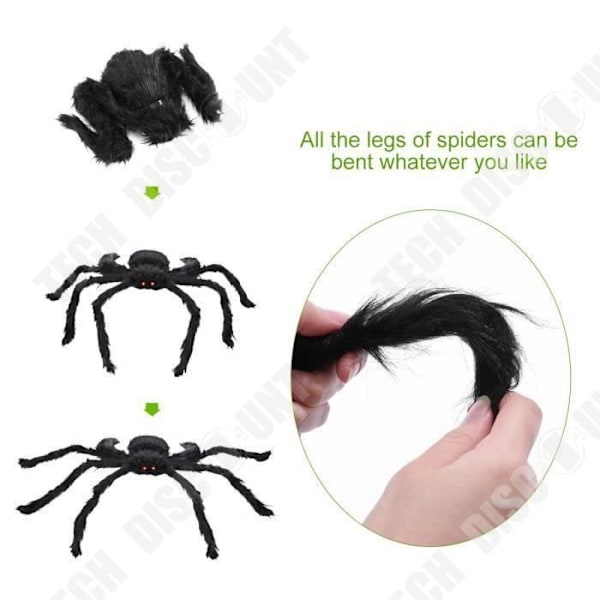 TD® Dekoratiivinen Karvainen Jättihämähäkki / Halloween Musta Hämähäkki 150 cm Pitkällä Nirkain Punaiset Silmät