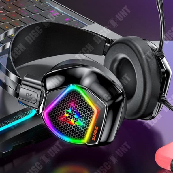 USB-trådbundet spelheadset med brusreducering och RGB-bakgrundsbelysning - TD®