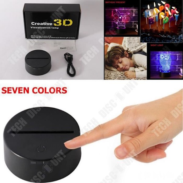 TD® 3D Enhörningslampa LED-ljus Ansluten Flicka Barnpresent Julprinsessan Fancy presentdekoration 16 färger Touch 36V