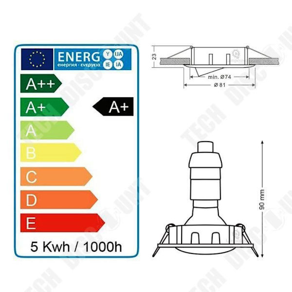 TD® 50 STK JUSTERBAR LED SPOTLIGHT KVADRATISK ALU BØRSTET GU10 230V svarende til 50W KOLD HVID