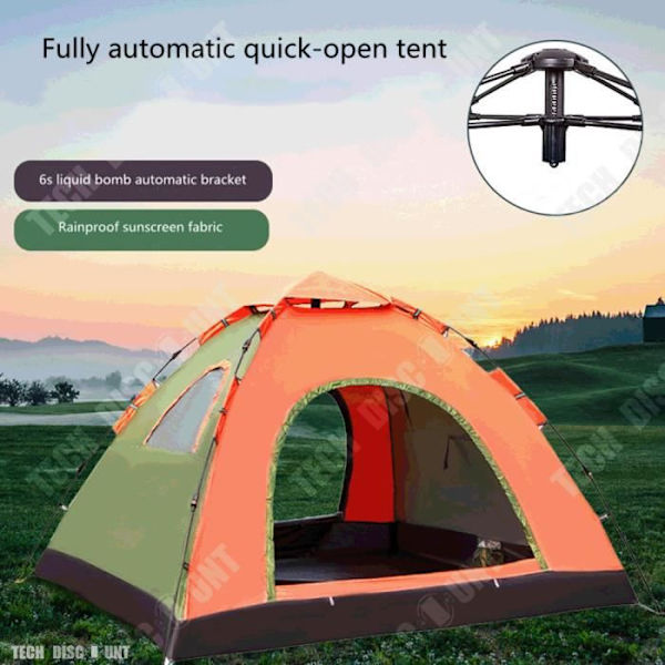 TD® hydraulisk automatisk multifunktionell camping utomhustält/ kolfiber och polyester/ 3 till 4 personer