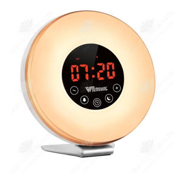 HTBE® Simuleret solopgangs vækkeur, søvnassistance, varm natlampe, LED-vækkeur, vækkeur lys