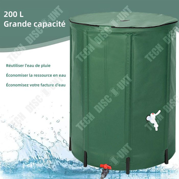 TD Vandbeholder 200L / 52 Gallon Foldbar Regnvand PVC Patio Bærbar Multi-brug Vandopsamling