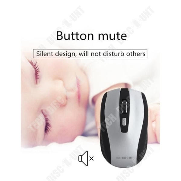 TD® Optisk trådlös Bluetooth Gamer Mouse Fotoelektrisk Tyst Ergonomisk grå kontorsspelmus med batterier