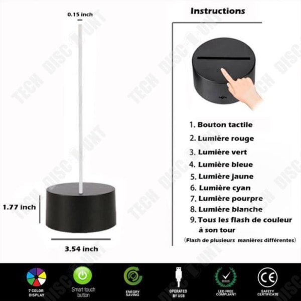 LED 3D Unicorn Lampa - TD - 7 Färger - USB-uppladdningsbar - Holografisk Effekt