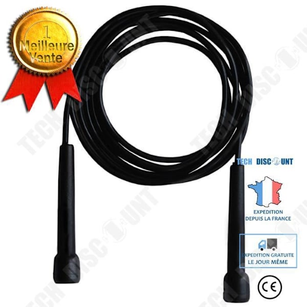 TD® Justerbar Multifunktionel Hoppe Seil - Sport, Crossfit, Boks, Fitness MMA Solid og holdbar - Sort