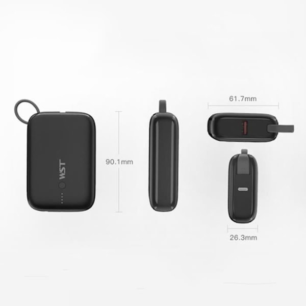 Powerbank TD® 10000mAh integroidulla datakaapelilla nopeaan lataukseen