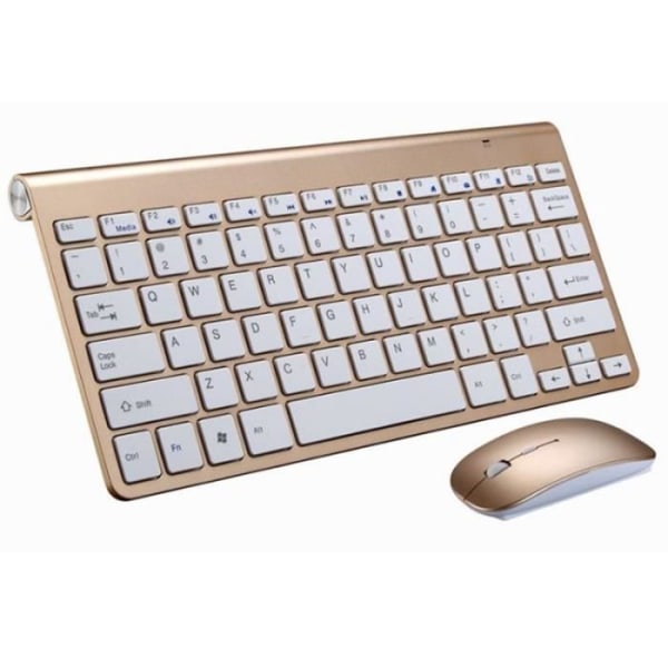 2.4G trådlöst tangentbord och mus Mini Multimedia Tangentbord Mus Combo Set för dator Laptop Notebook Gold