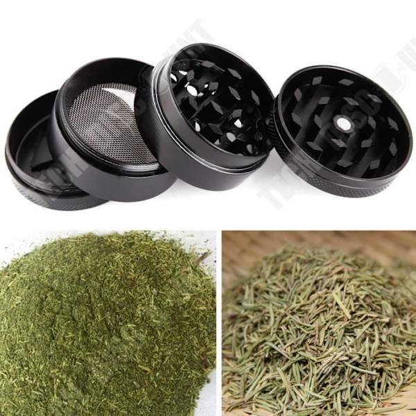 Jauhin Mylly Yrtit Mausteet 4 Osaa Jauhatus Graniitti Siivilä Hakkuri 4 Osaa / Käytännöllinen / Kompakti / Myllyttää / 55 mm / 4 Kerrosta svart
