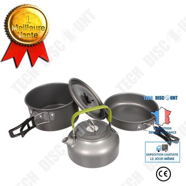 TD® 3st Camping Vandring Picknick Köksredskap Matlagning Köksgryta Tekannasset Aluminium Utomhuscampi