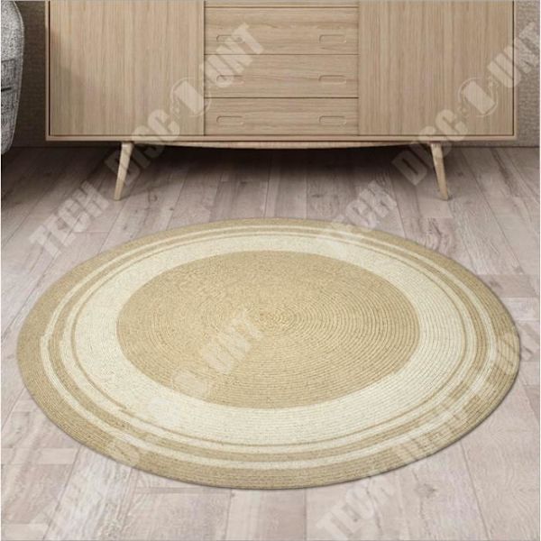 TD® Tæppe cirkel Sjov Jute - Ø90 cm - Hvid