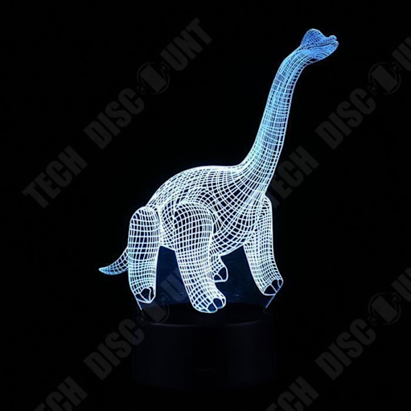 TD® Dekorativ berøringsfølsom optisk lampe 7 farver optisk illusion - model diplodocus - lavt forbrug USB-kabel 3 AA-batterier
