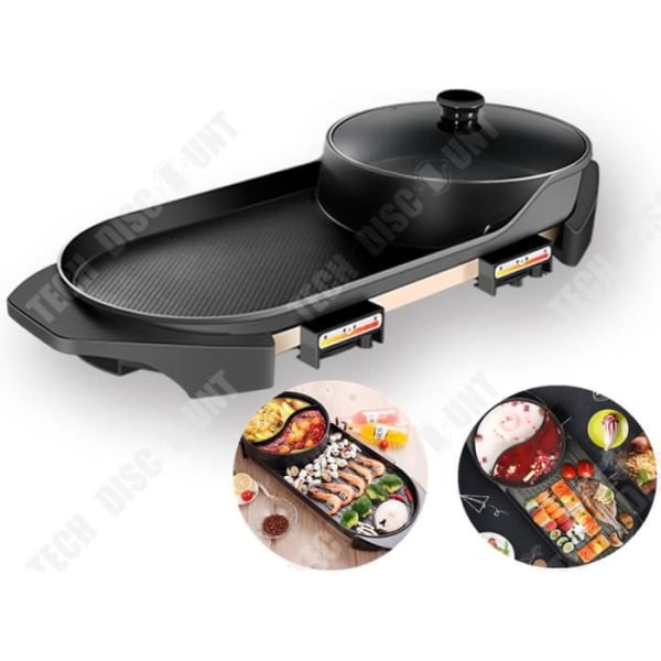 TD® Elektrisk grillad raclettepanna Pan-Dual-Purpose Hushåll Rökfri Non-Stick multifunktionsmatlagning