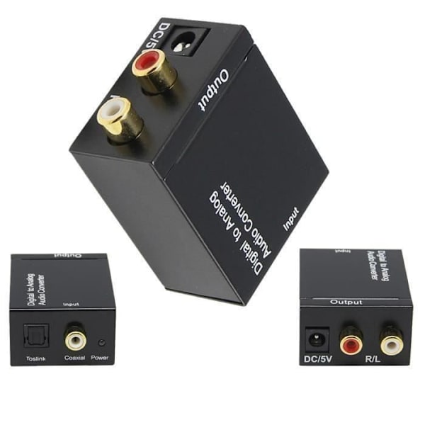 Äänimuunnin - JL - A640N - Toslinkista RCA:han - Digitaalinen analogiseksi - 3.5mm Svart