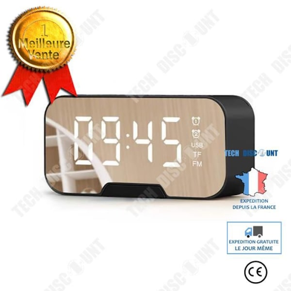 TD® Mirror Clock Trådlös Bluetooth-högtalare Bärbar Mini Voice Broadcast Hem Väckarklocka Radio Utomhus Subwoofer