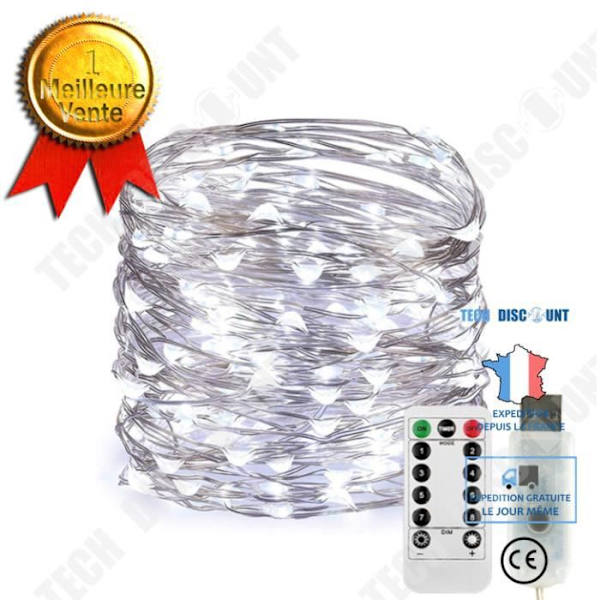 TD® USB Led String Lights, [2-pack]5m 50LED Silver-tråd med fjärrkontroll, 8 lägen (Cool White)
