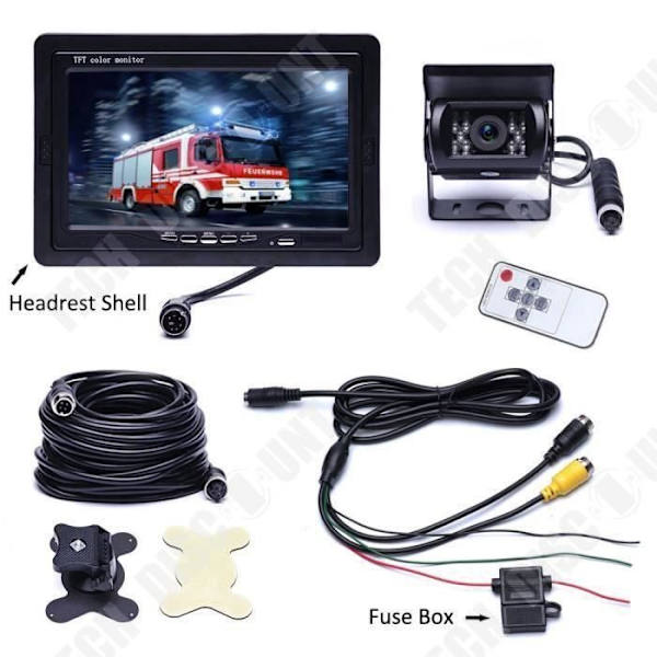 Kablet bagkamera med 18 IR LED nattsyn 7" TFT LCD monitor til RV-Bus-Truck-Trailer-Caravan (Ex-kabel)