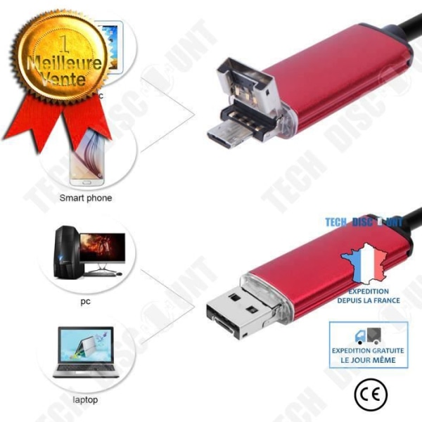 TD® 5m-16,4ft 2 i 1 vattentät 5,5 mm Android telefon och PC Endoskop USB, Endoskoptråd Inspektionskamera Micro Tube
