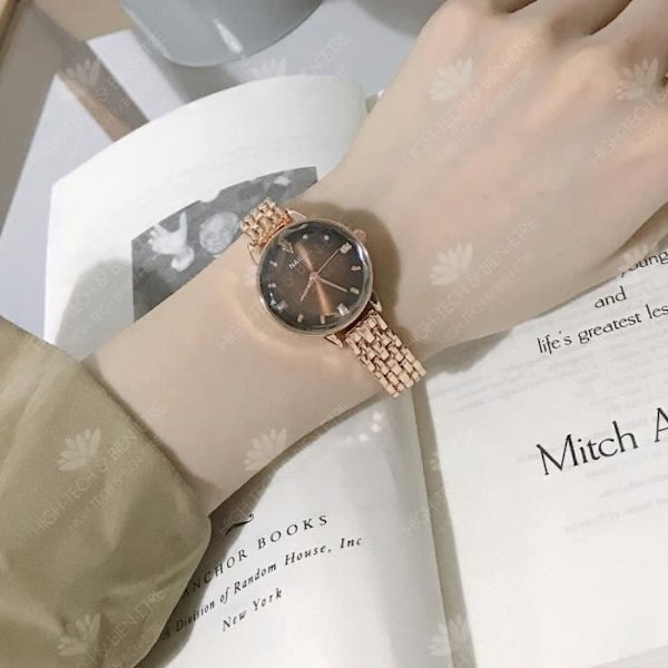 HTBE® Diamond Mirror Rhinestone Par Quartz Watch Set Net Red Hot Style Steel Band Damarmbandsur Presentask