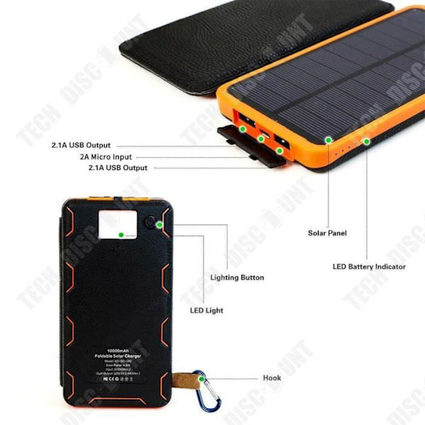 TD® Bärbar Solar Power Bank 20000mAh Vikbar Snabbladdning Utomhus Power Bank Mycket kompatibel