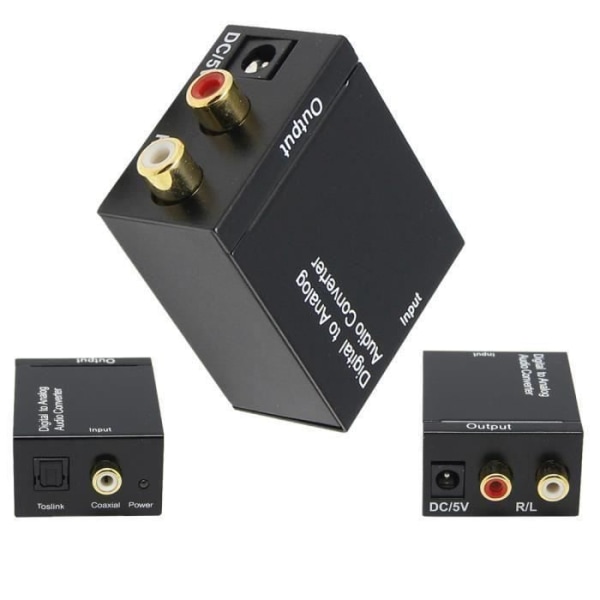 Ljudkonverterare - JL - A640N - Toslink till RCA - Digital till Analog - 3,5 mm Svart