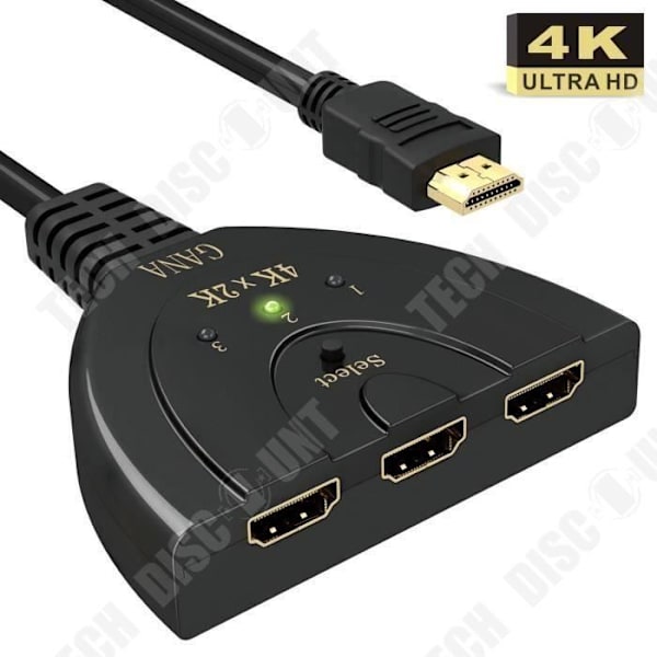 TD® One to Three HDMI Head Switch - HDMI4k Switch - 3-ports HDMI splitterkabel - splitter till 4k - tv-omvandlare