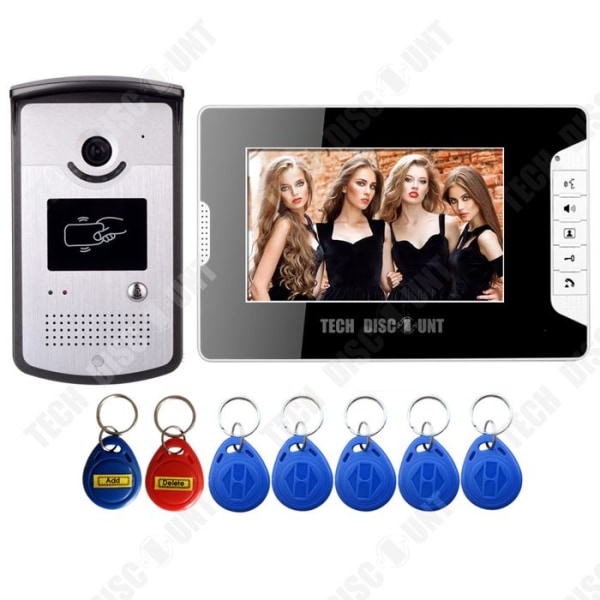 TD® Visuel intercom klokke 7 tommer med chipkortfunktion udendørs metal enhed indbygget klokkeinstallation