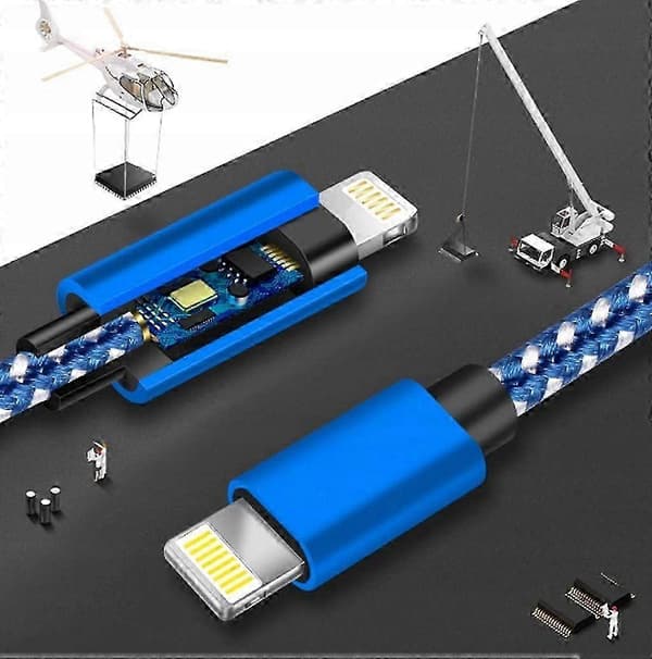 Kompatibel med iPhone opladerkabel 2m 3-pak Lightning-kabel-lingling} blue