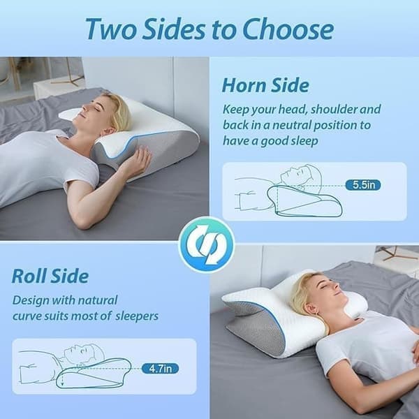 Ortopedisk kudde/memory foam-kudde - andningsbar och bekväm, lindrar nacksmärta, passar alla. bule gray