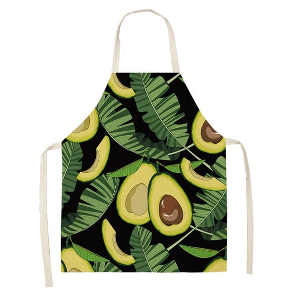 Avocado forklæde, forklæde og blad vævet mønster forklæde, unisex justerbart halsforklæde, velegnet til køkkenkokke.
