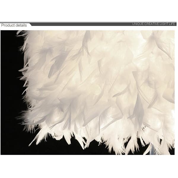 Fjerformet bordlampe, retro og elegant, hvid, britisk standard hvid. White British Standard