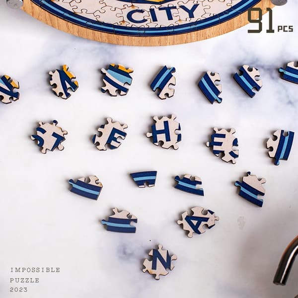 Manchester træpuslespil, 91 brikker Manchester City