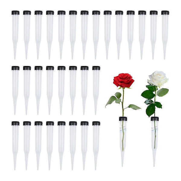 50-pack plastblomrör, transparenta, återanvändbara, vattenrör