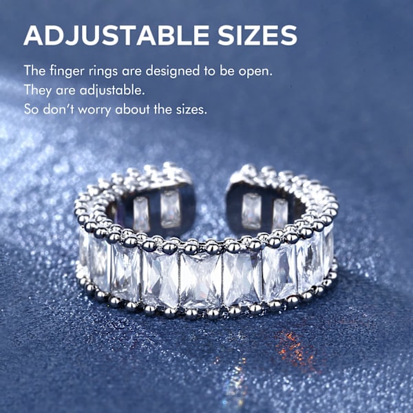 Hot 2025 Sterling Sølvring for Kvinner, Solid Sølv Romantisk Regnbue Krone Åpningsring for Kvinner Smykker, med 5A Cubic Zirconia, Justerbar Størrelse