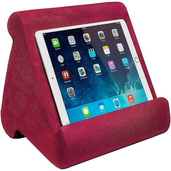 Fanier Universal Ipad Tablet Stand, Pad Kudde Mjuk kuddehållare i flera vinkel för e-boksläsare, smartphones, e-läsare, tidskrifter (vinröd)