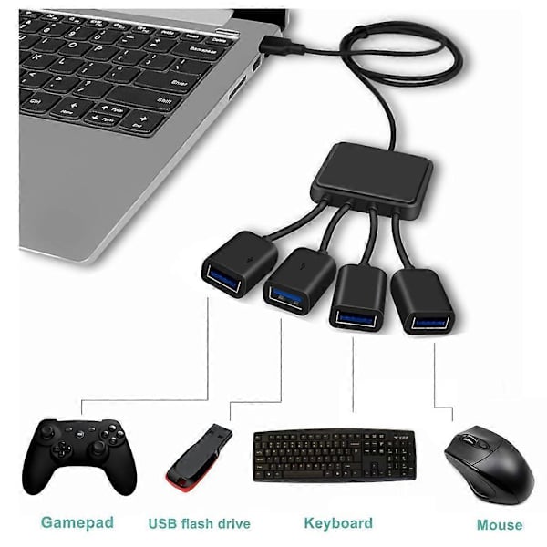 USB-hub, 4-port USB 2.0-adapter, USB-utvider, 4-port USB-utvider, USB-adapter db