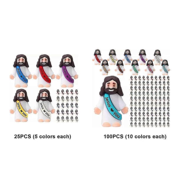 Heta 25/100 st Mini Jesusfigurer Jesus Älskar Dig Jesusleksaker Små Jesus 25PCS