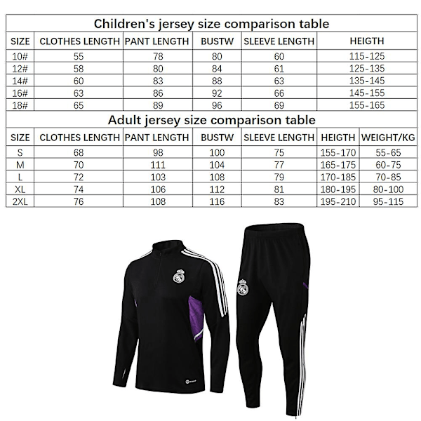 Hett 2025 Real Madrid fotbollströja set 22/23 säsong träningskläder SU XL