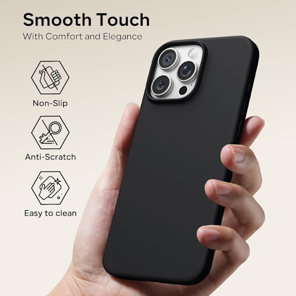 iPhone 16 Pro Max Liquid Silicone Case, Shockproof Protective Cover, Compatible with iPhone 16 Pro Max, Soft and Full Coverage Protection (Black) Black iPhone 16 Pro Max