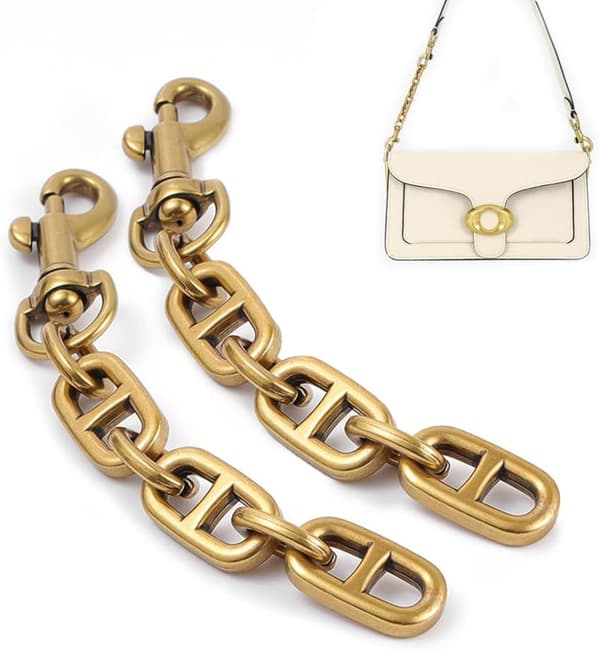 2-pack damväskremförlängare för Coach Tabby Swinger axelremsförlängare (2-pack vintageguld)