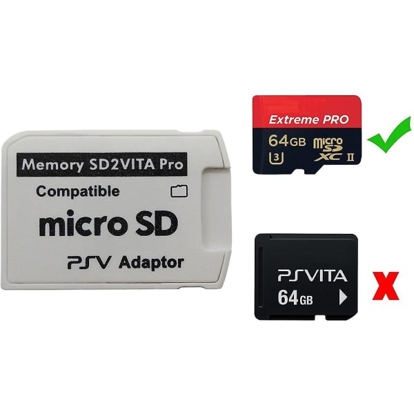 Sd2vita 5.0 minneskortadapter, för Ps Vita Psvsd -sd Adapter för Psv 1000/2000 Pstv Fw 3.60 Henka Vit ingen
