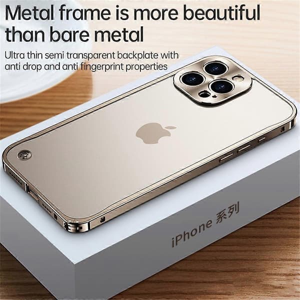 Kompatibel med iPhone 16 Pro Max Metall Klar Fodral Säkerhetslås Matt Anti-Fingeravtryck Baksida -lingling} Multicolor Silver