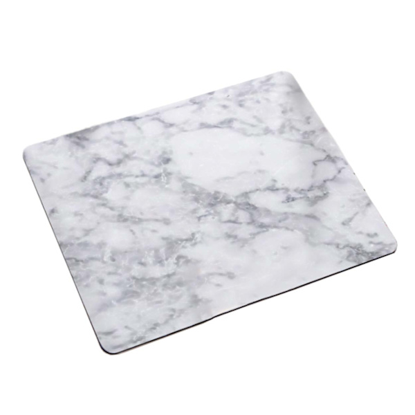 Hvit marmormønstret myk musematte, 21x26 cm, hvit white