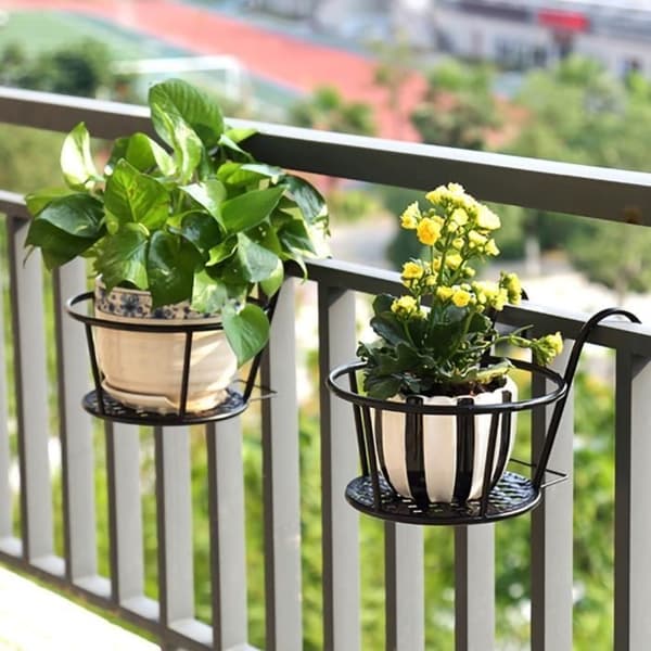Hængende plantestativ - havebalkon - sort smedejerns urtepotte