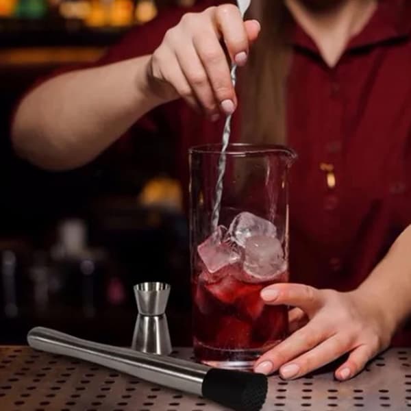 Barsett, Cocktail Jigger i Rustfritt Stål, Shaker, Blandeskje, Muddler, for Hjemmefest