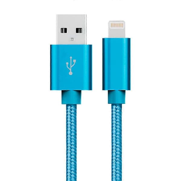 3M 2A Vävt Mönster Lightning 8Pin USB Data Sync Laddningskabel Kompatibel med iPhone iPad iPod-lingling} Blue Blue
